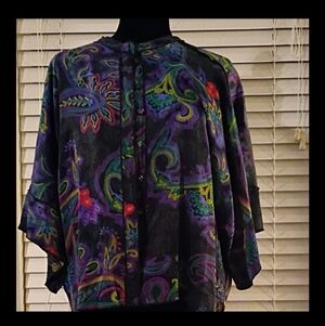 Johnny Was Multicolor Paisley Button-Front Blouse. Size Small Like New